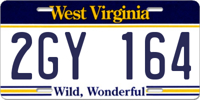 WV license plate 2GY164