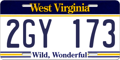 WV license plate 2GY173