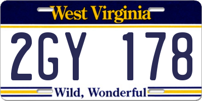 WV license plate 2GY178
