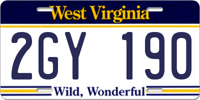 WV license plate 2GY190
