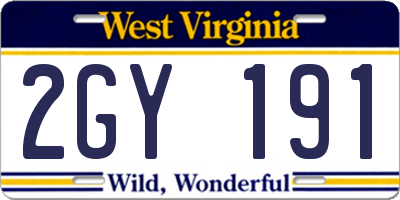 WV license plate 2GY191