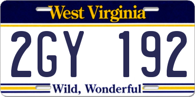 WV license plate 2GY192