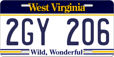 WV license plate 2GY206
