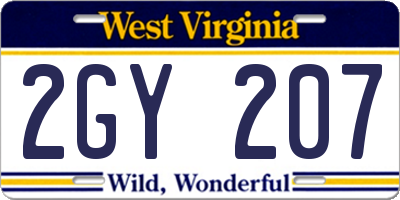 WV license plate 2GY207