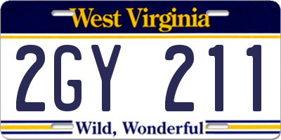 WV license plate 2GY211