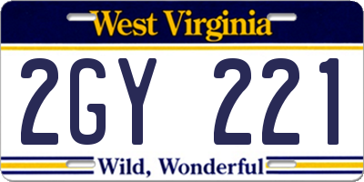 WV license plate 2GY221