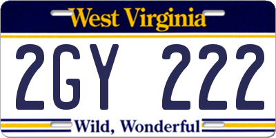 WV license plate 2GY222