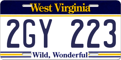 WV license plate 2GY223