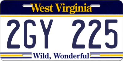 WV license plate 2GY225