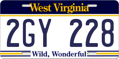 WV license plate 2GY228