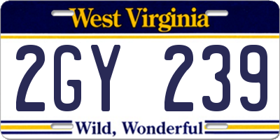 WV license plate 2GY239