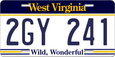 WV license plate 2GY241