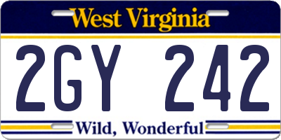 WV license plate 2GY242