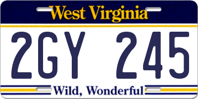 WV license plate 2GY245
