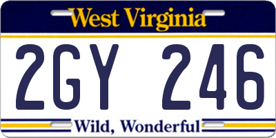WV license plate 2GY246