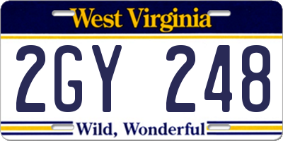 WV license plate 2GY248