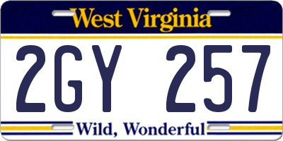 WV license plate 2GY257