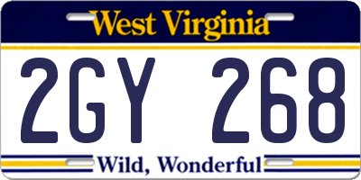 WV license plate 2GY268