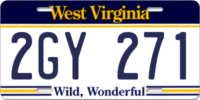WV license plate 2GY271