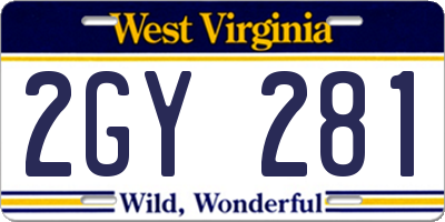 WV license plate 2GY281