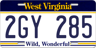WV license plate 2GY285