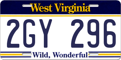 WV license plate 2GY296