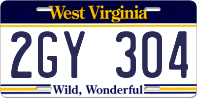 WV license plate 2GY304