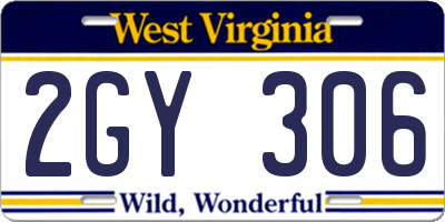 WV license plate 2GY306