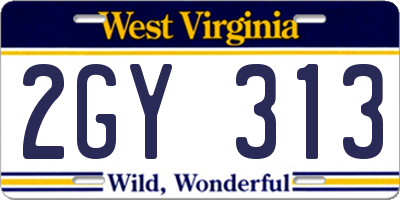 WV license plate 2GY313