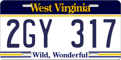 WV license plate 2GY317