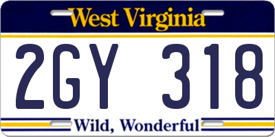 WV license plate 2GY318