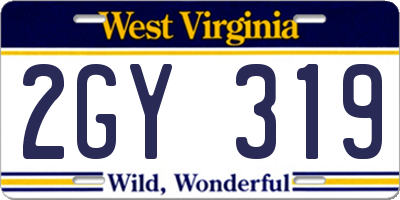 WV license plate 2GY319