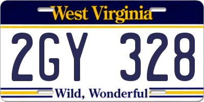 WV license plate 2GY328
