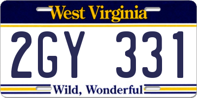 WV license plate 2GY331
