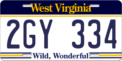 WV license plate 2GY334