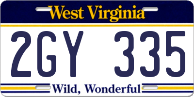 WV license plate 2GY335