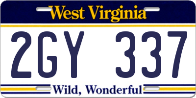 WV license plate 2GY337