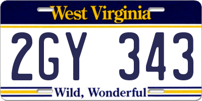 WV license plate 2GY343