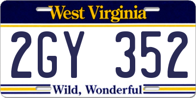 WV license plate 2GY352