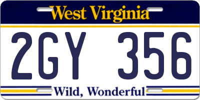 WV license plate 2GY356