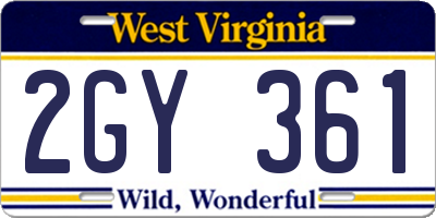 WV license plate 2GY361