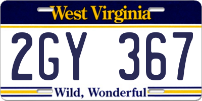 WV license plate 2GY367
