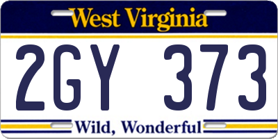 WV license plate 2GY373