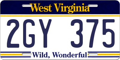 WV license plate 2GY375