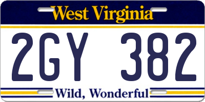 WV license plate 2GY382