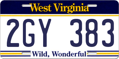 WV license plate 2GY383