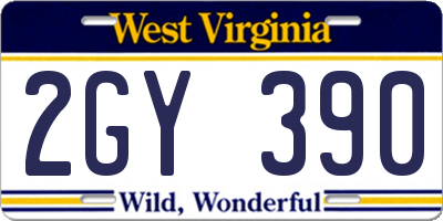 WV license plate 2GY390