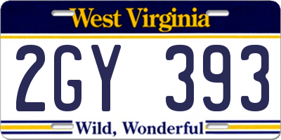WV license plate 2GY393