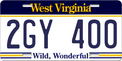 WV license plate 2GY400