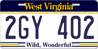 WV license plate 2GY402
